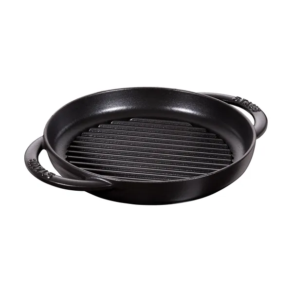 Staub Pure grillpanna gjutjärn rund svart, Ø22 cm