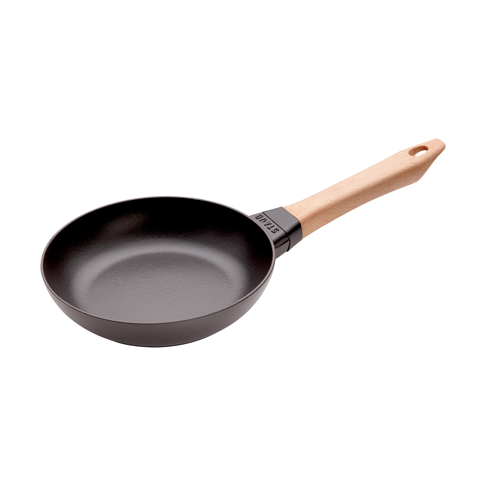 STAUB Staub stegepande støbejern sort lyst træhåndtag Ø20 cm