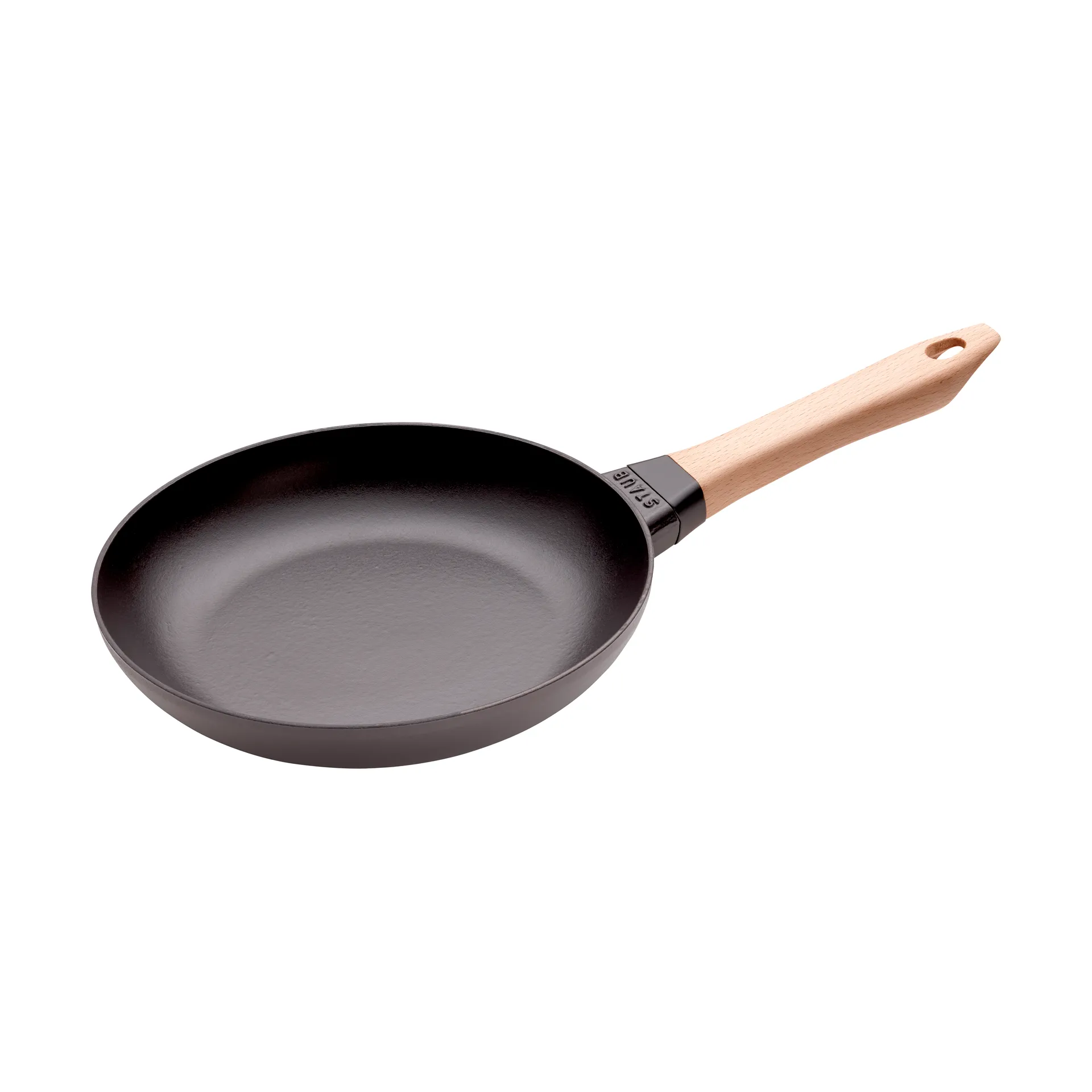 STAUB Staub stegepande støbejern sort lyst træhåndtag Ø24 cm