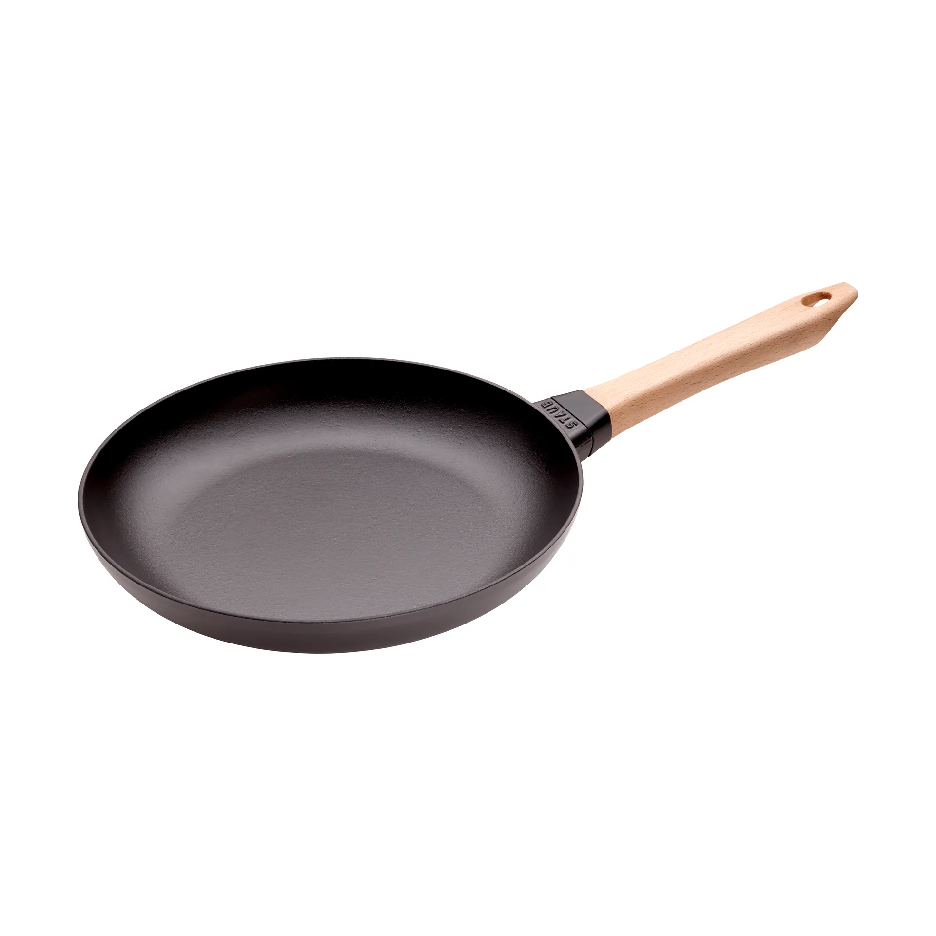 STAUB Staub stegepande støbejern sort lyst træhåndtag Ø28 cm