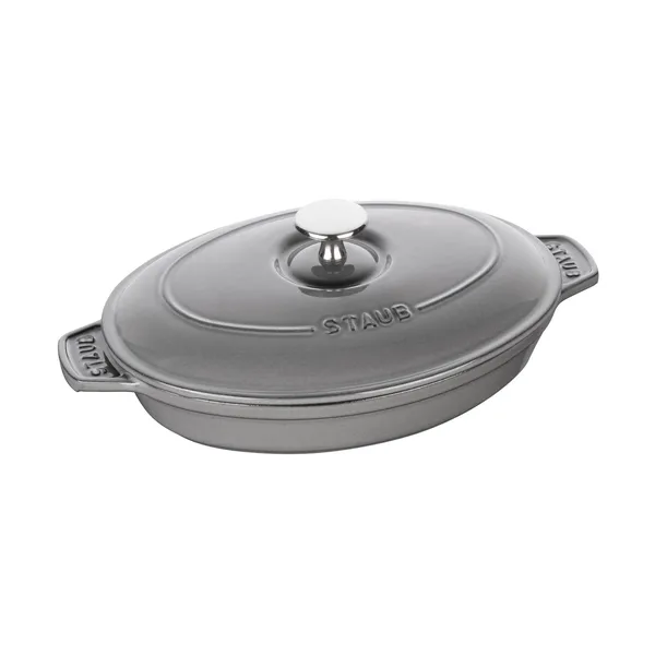 Staub ugnsform gjutjärn med lock oval 23 cm, Grafitgrå