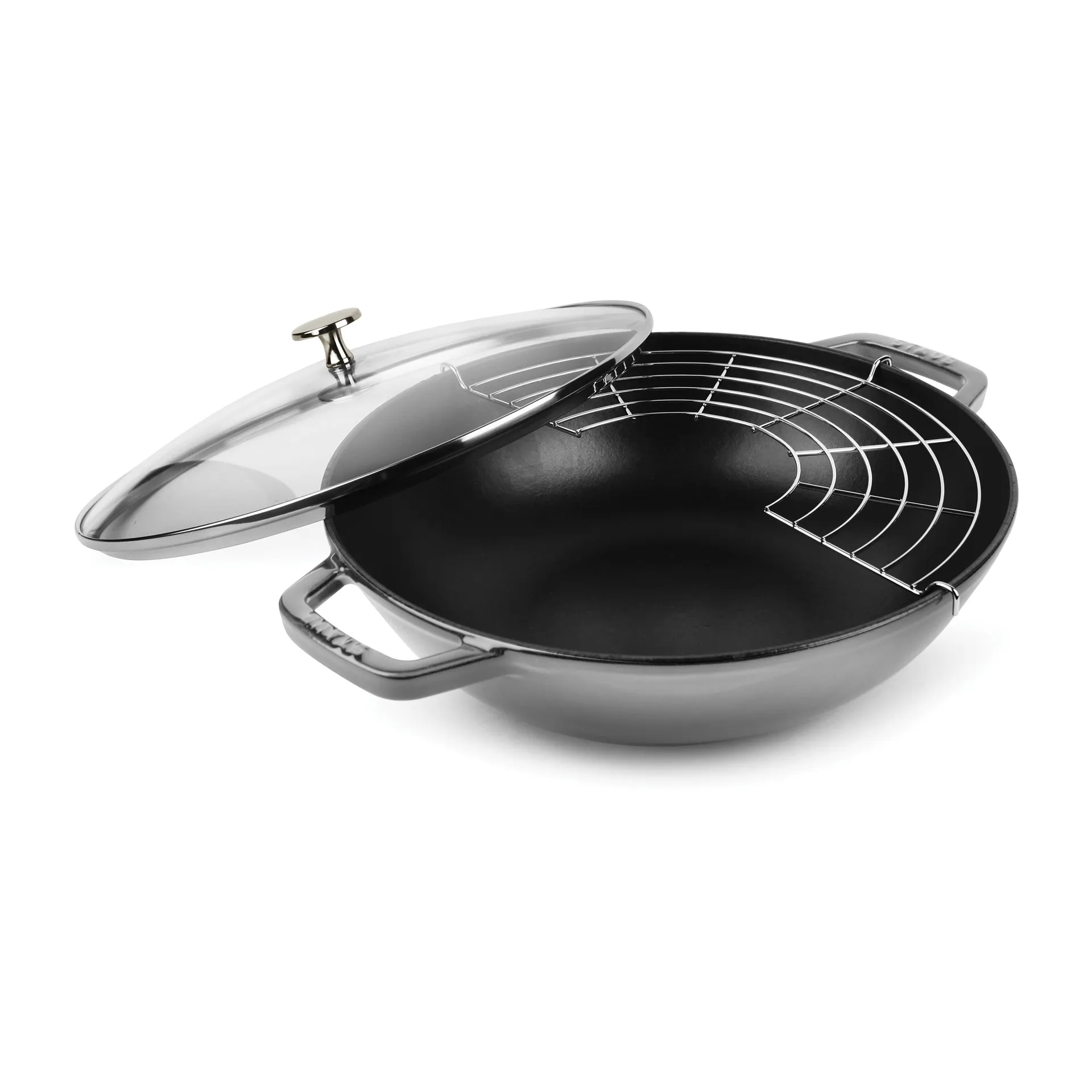 STAUB Wok med glaslåg Ø30 cm 4,4 L Grå