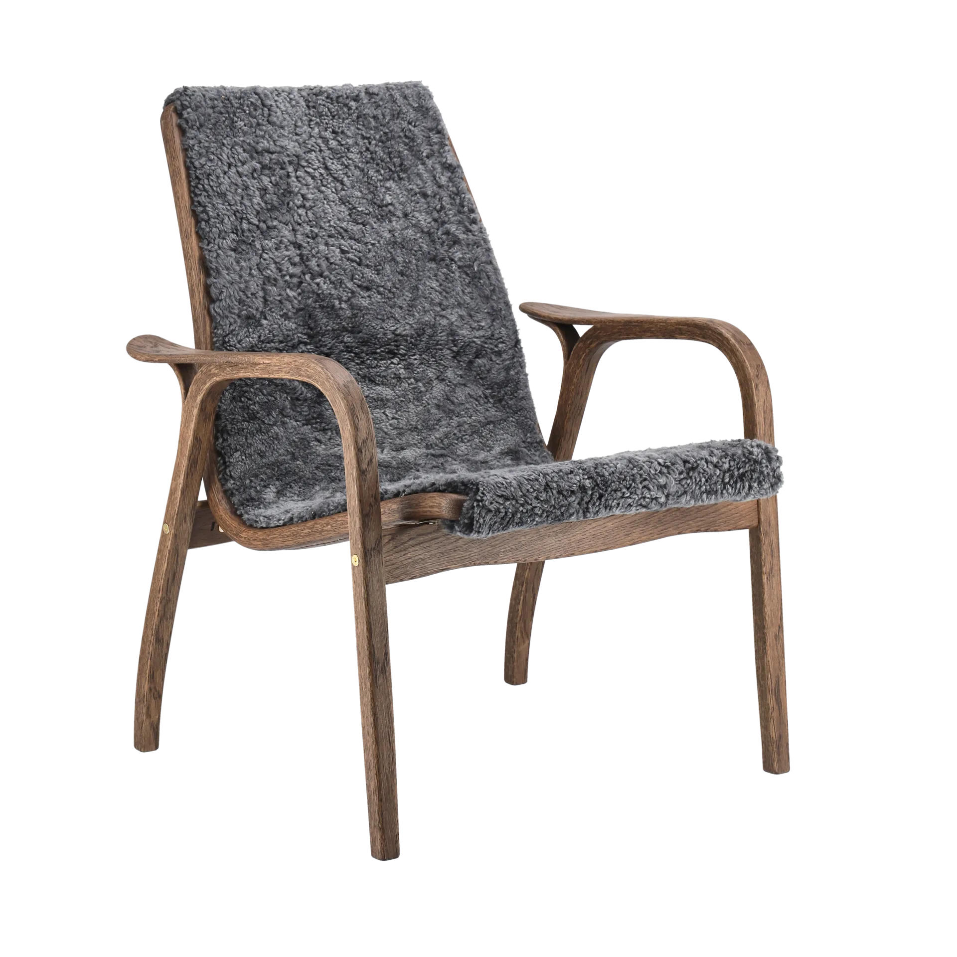 Swedese Laminett fauteuil eik/schapenvacht Special Edition Rubio Monocoat Chocolate-Charcoal