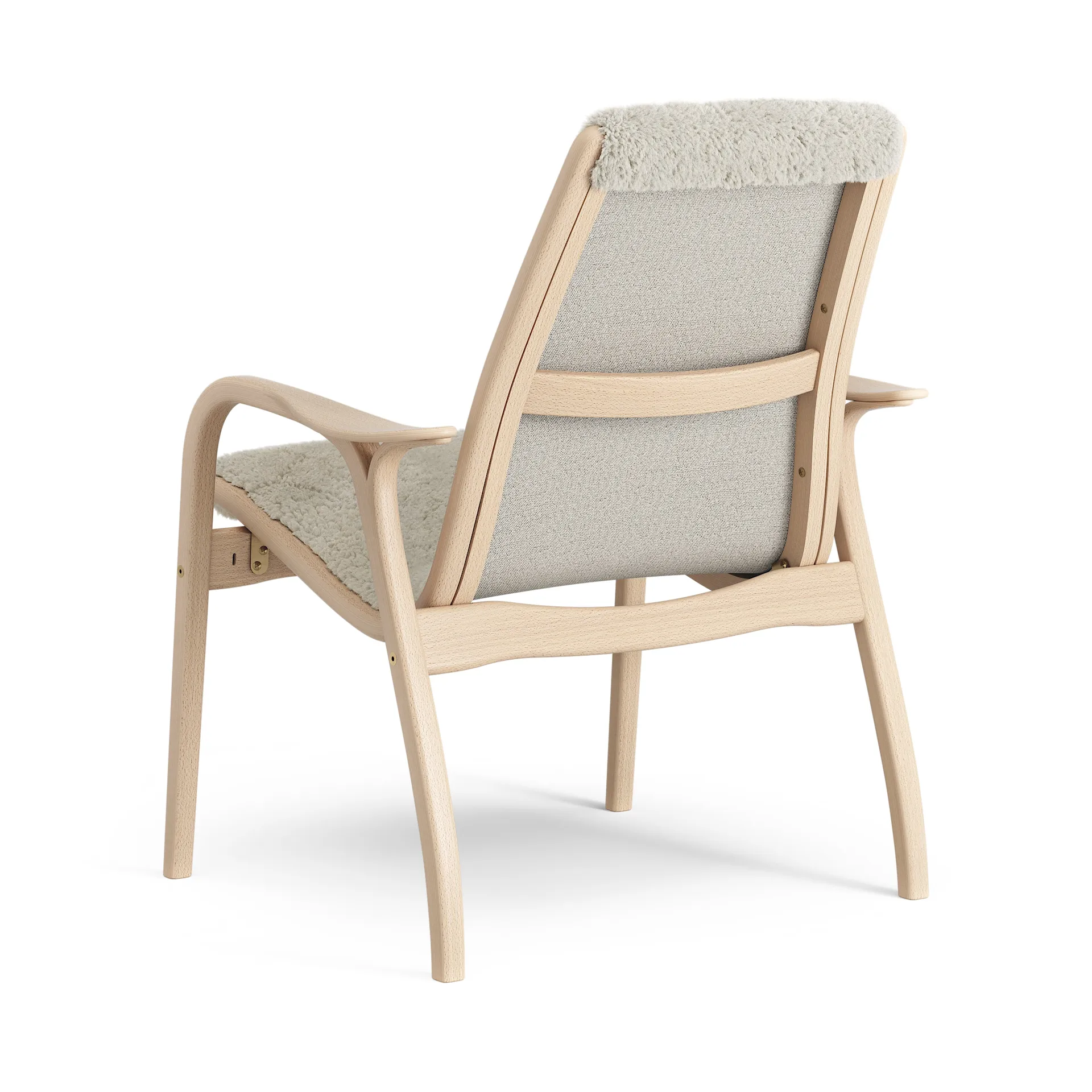 Swedese Laminett Fauteuil gelakt Beuken / schapenvacht Moonlight (beige)