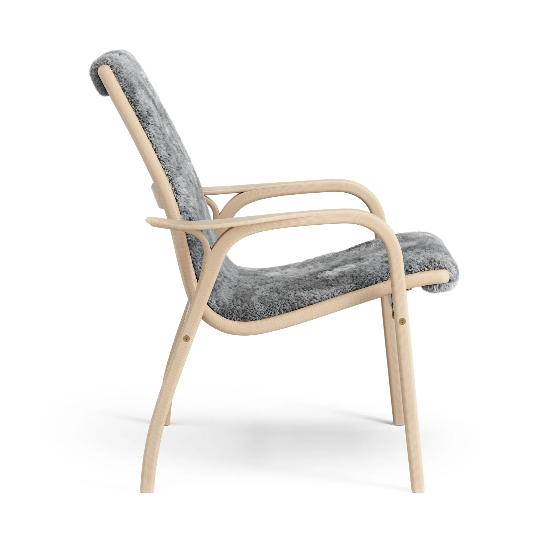 Swedese Laminett Fauteuil gelakt Beuken / schapenvacht Scandinavian Grey (grijs)