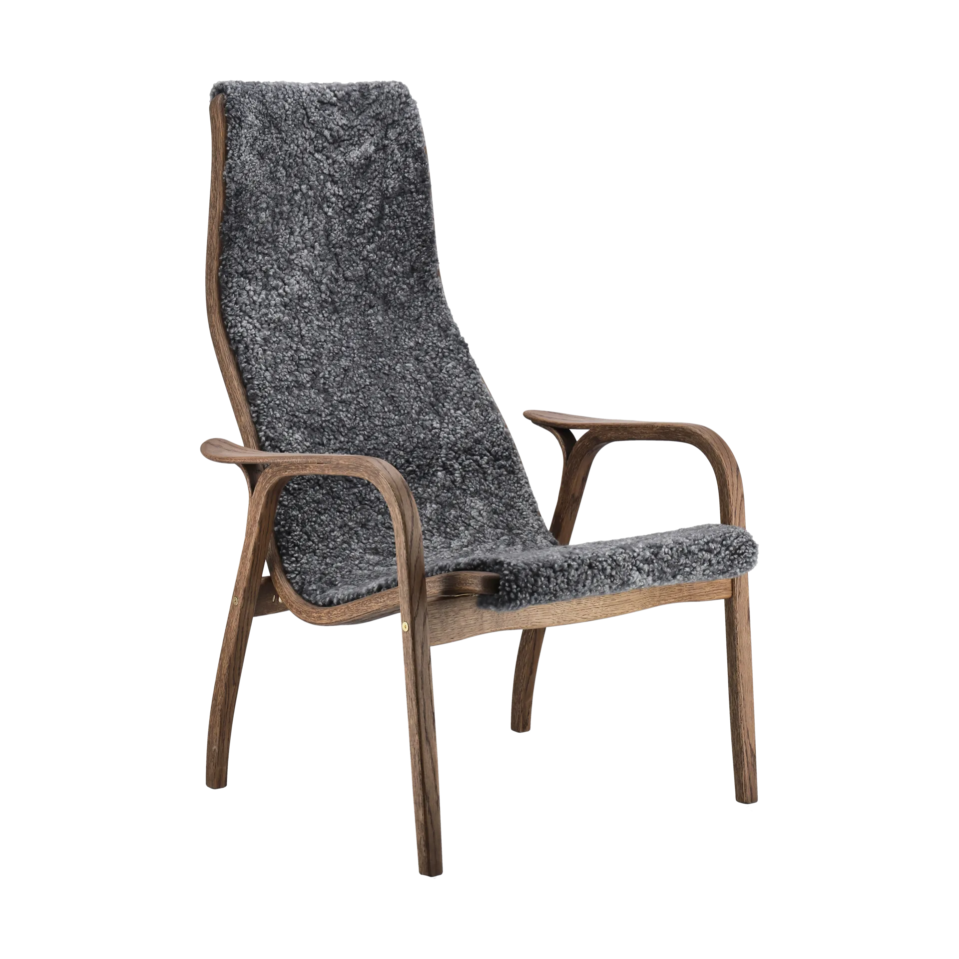 Swedese Lamino fauteuil eiken/schapenvacht Special Edition Rubio Monocoat Chocolate-Charcoal