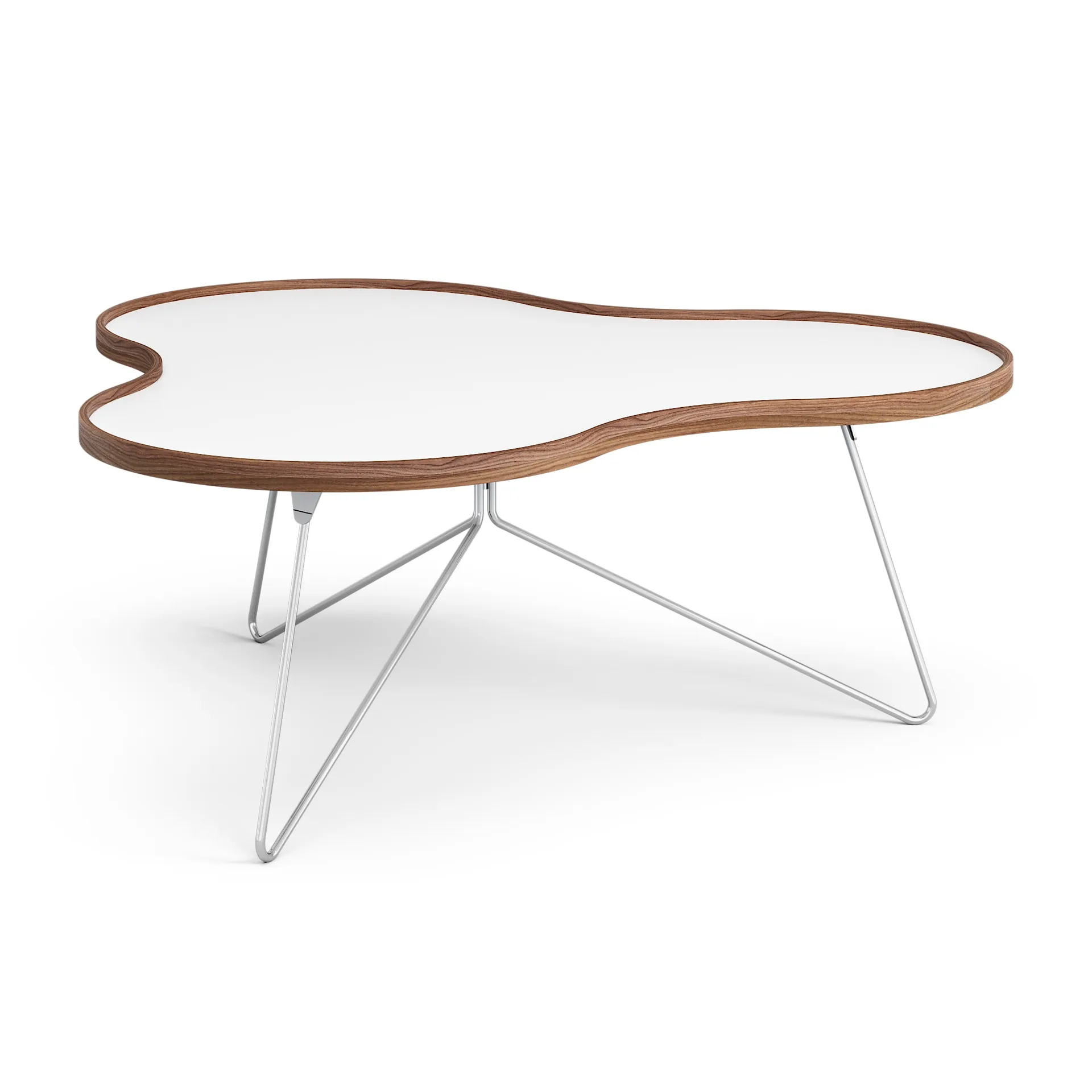 Swedese Table Flower cm H45cm-blanc-bord noyer-chrome