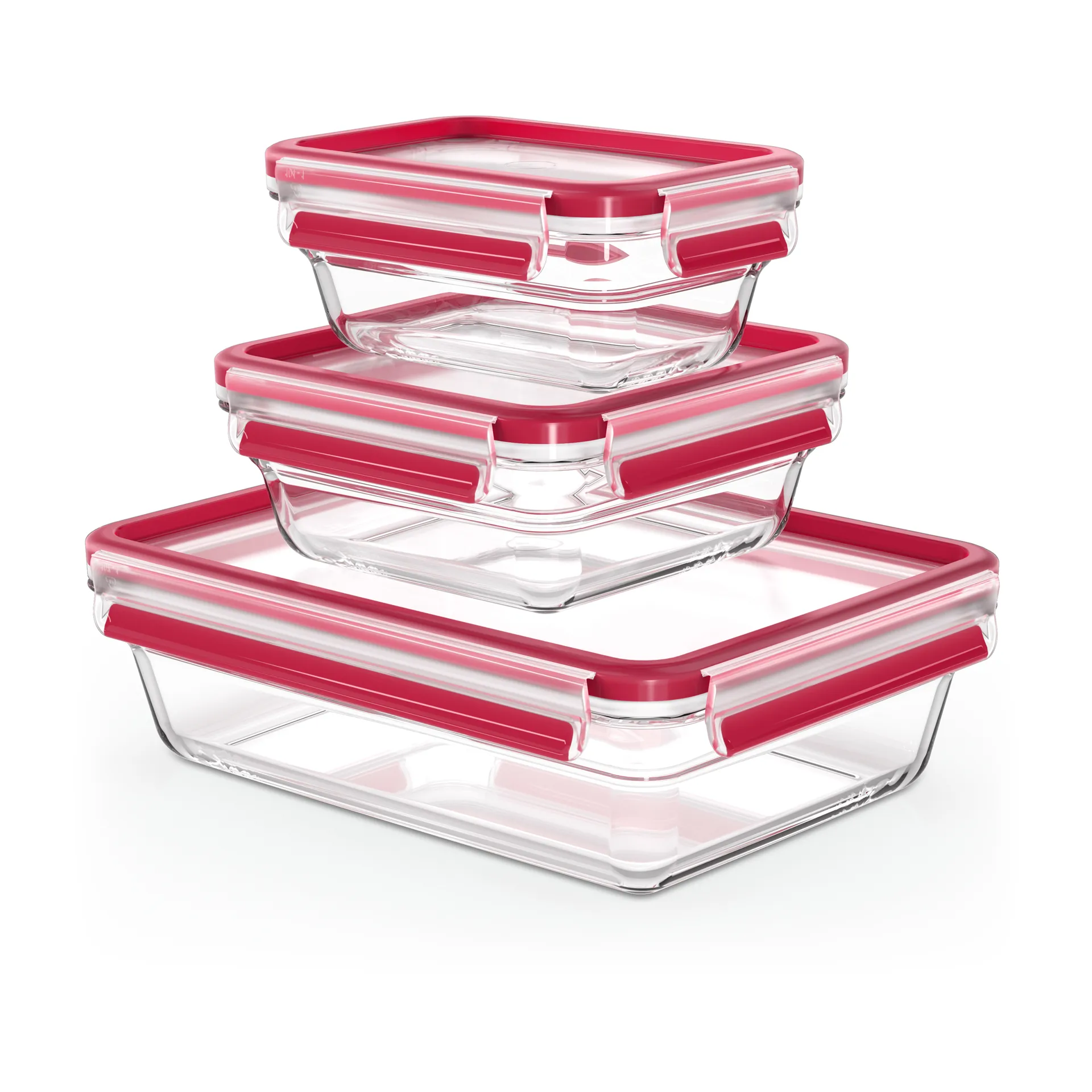 Tefal Boîte à lunch en verre MasterSeal, lot de 3 Rouge