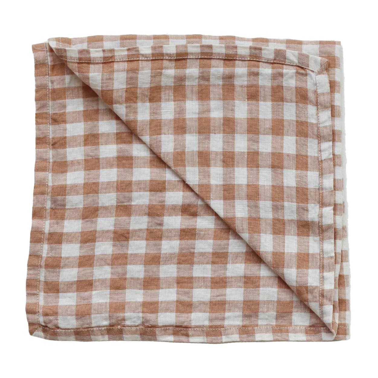 Tell Me More Gingham ternet hørserviet 45x45 cm Biscuit