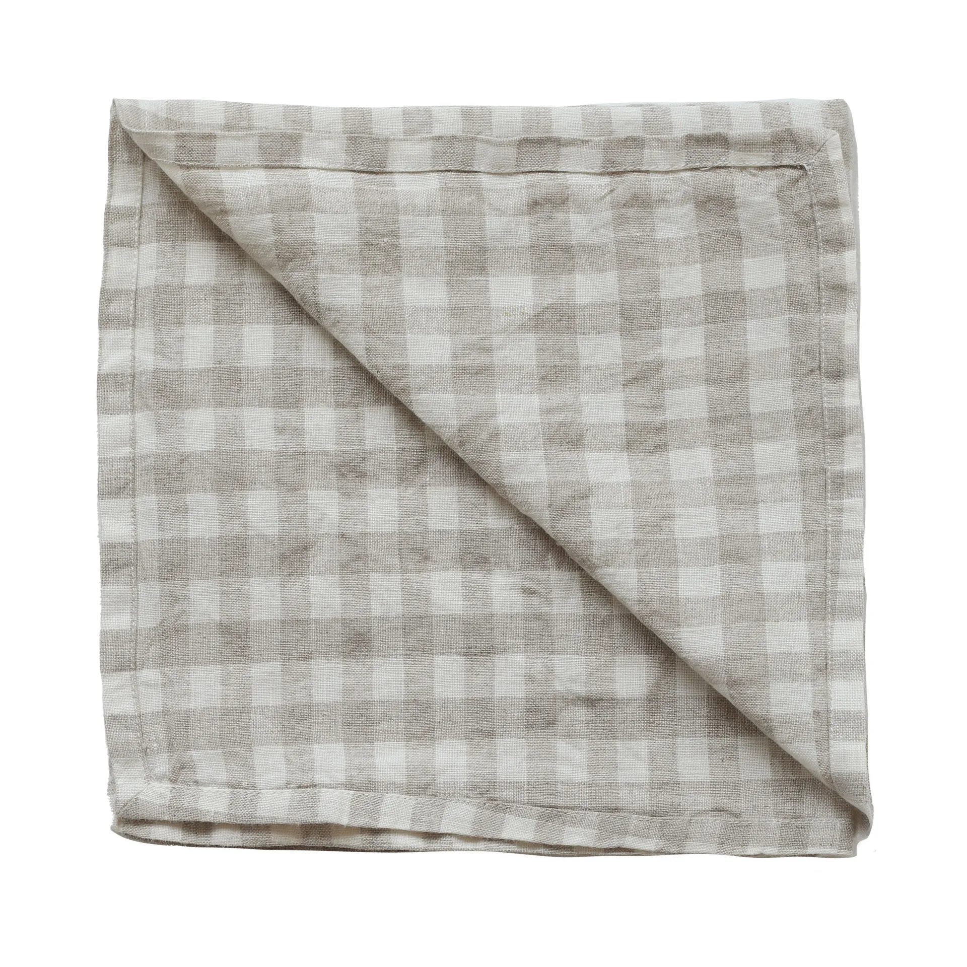 Tell Me More Gingham ternet hørserviet 45x45 cm Natural
