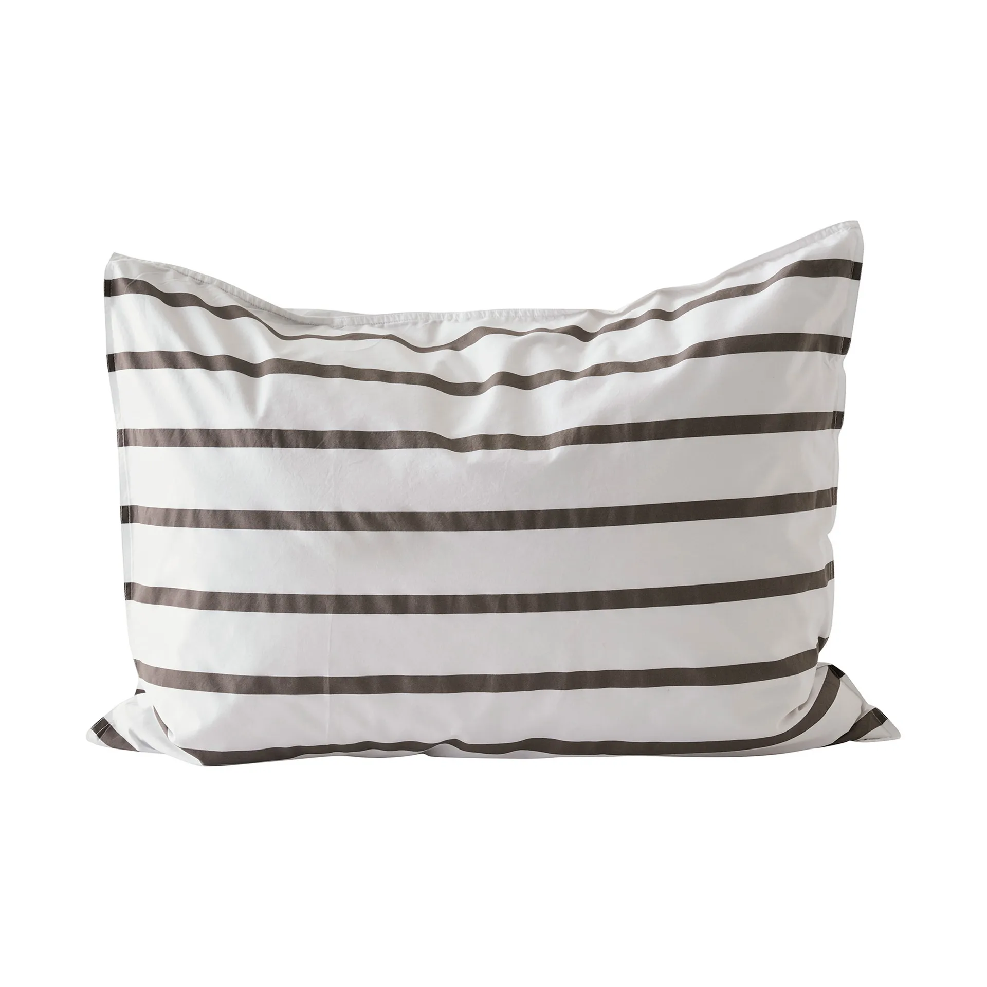 Tell Me More Taie d’oreiller rayée Tell Me More en coton Taupe, cm