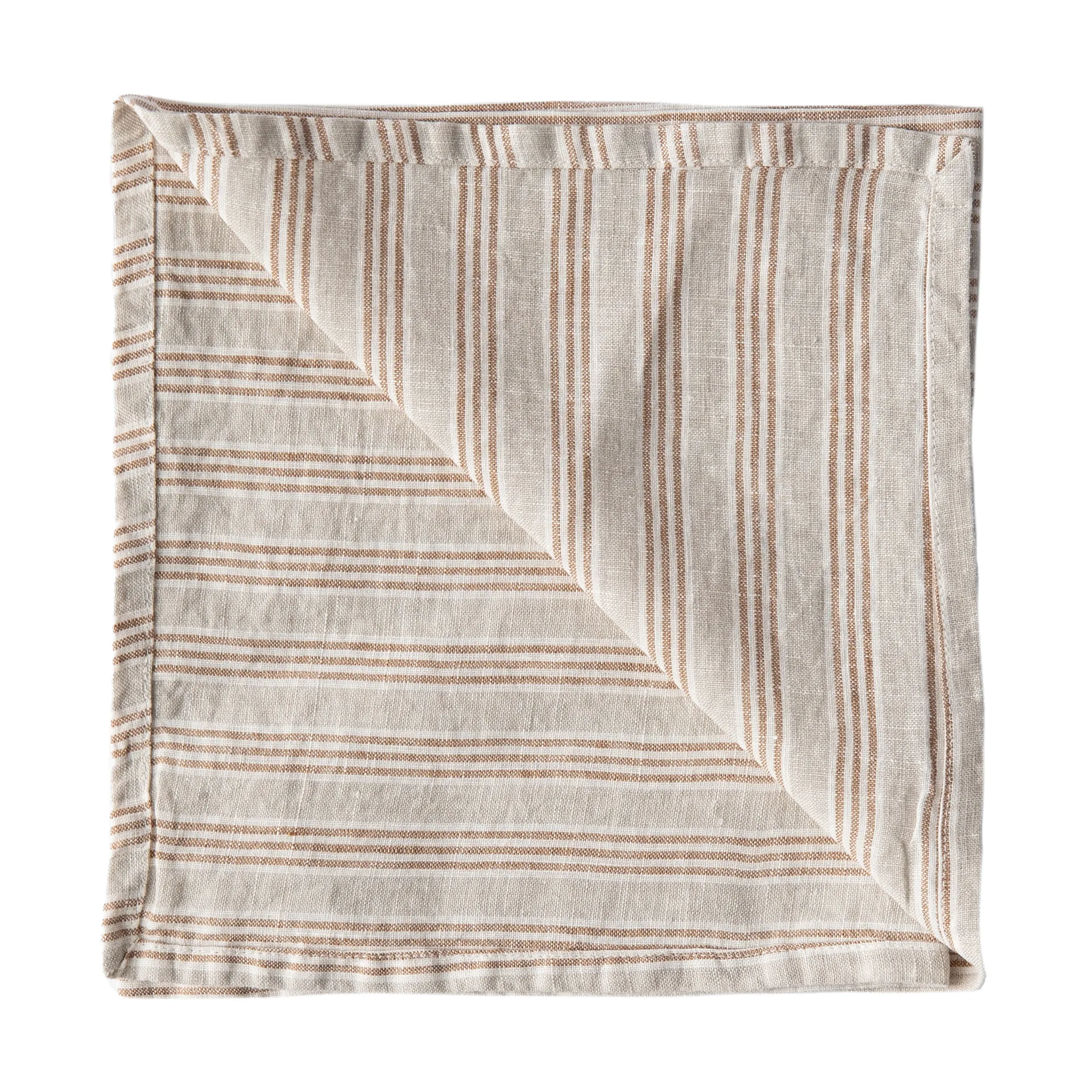 Tell Me More Washed linen stofserviet 45x45 cm Hazelnut stripe
