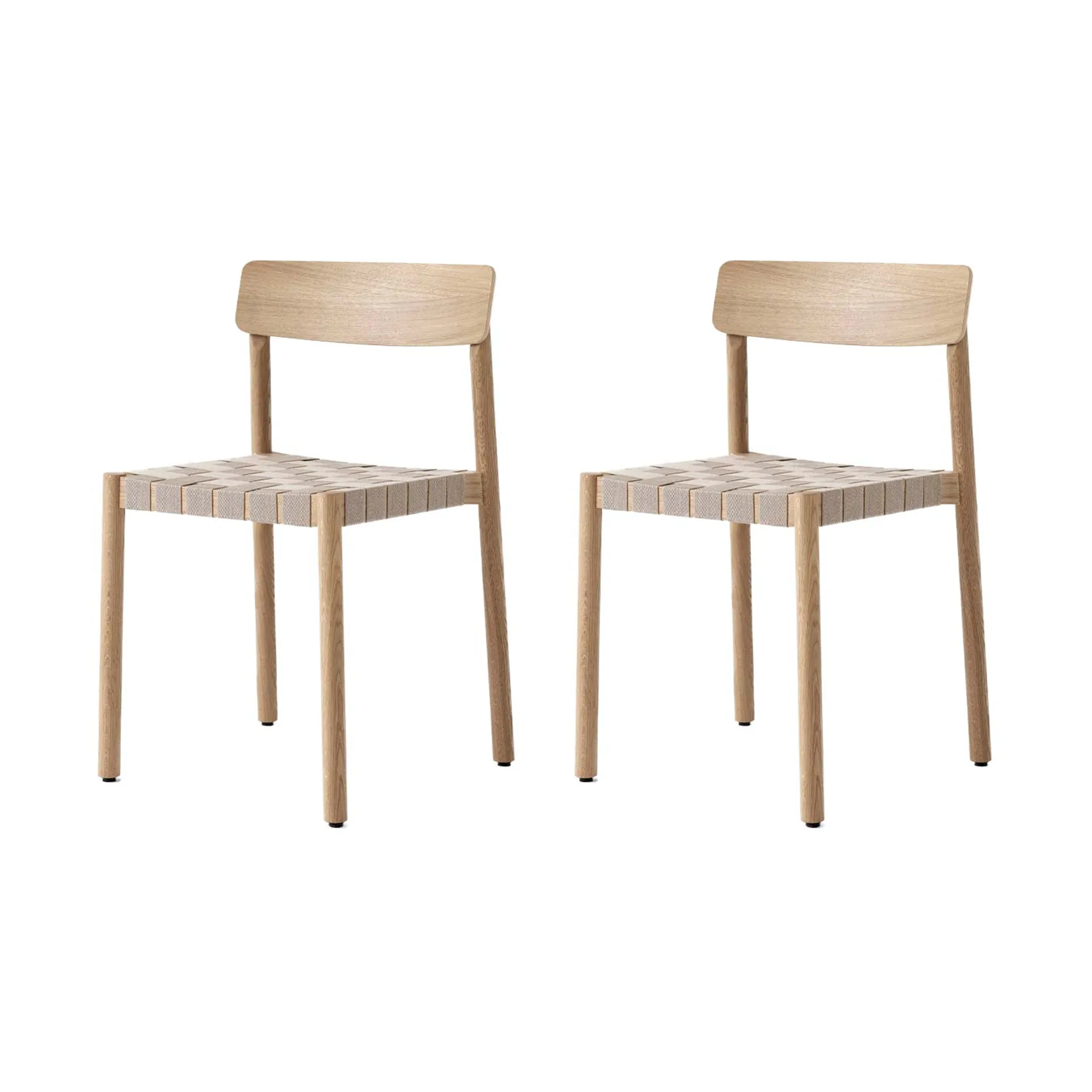 &Tradition Chaise Betty TK1, Chêne-naturel assise en sangles de lin tressées, lot de 2