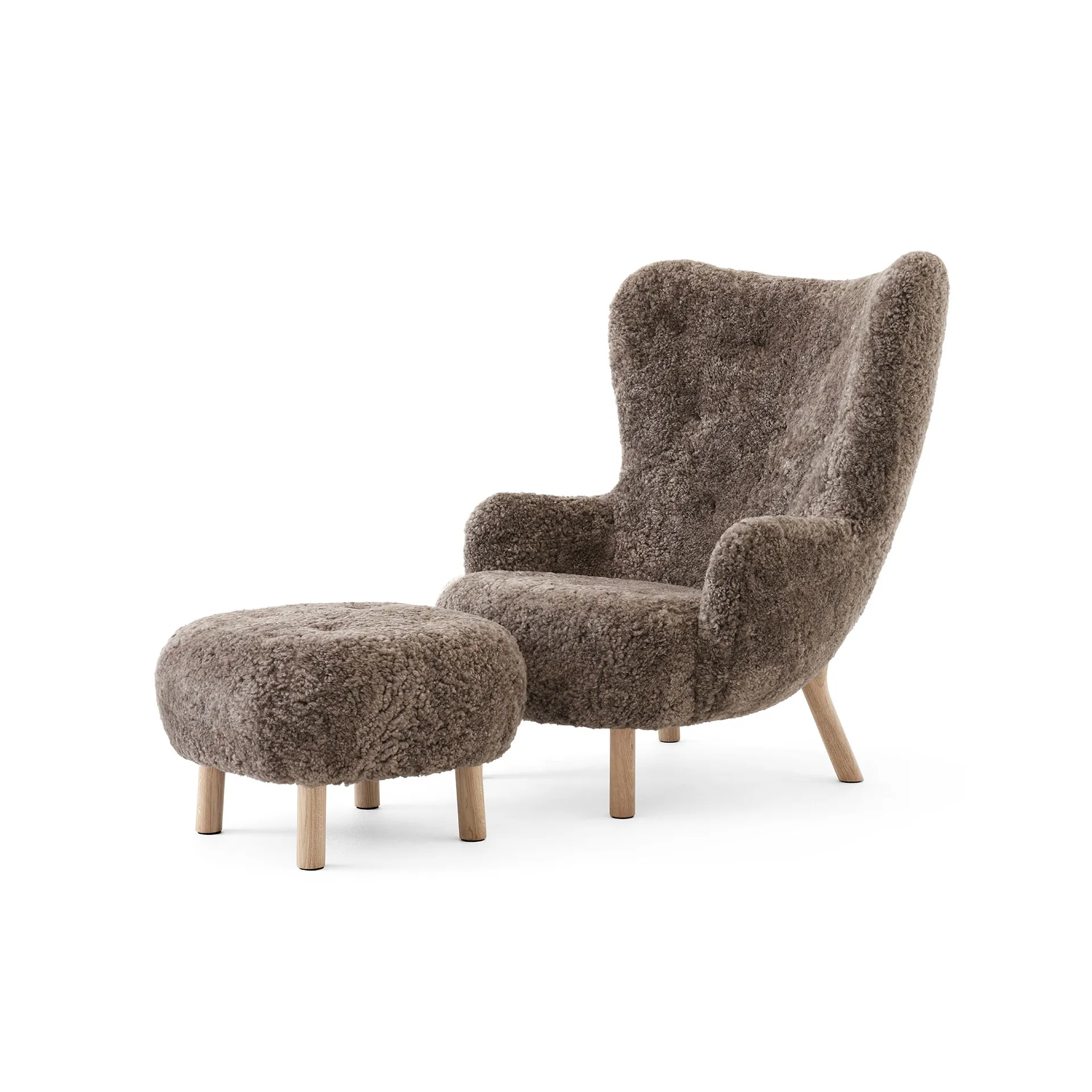 &Tradition Fauteuil Petra VB3 High incl. pouf ATD1 Chêne huilé-Sheepskin Sahara