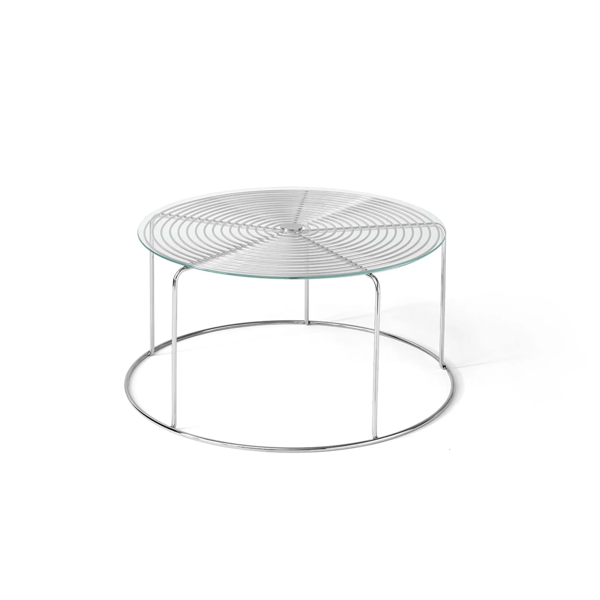 &Tradition Table basse Wire VP17 Acier inoxydable-verre, Ø74x36 cm