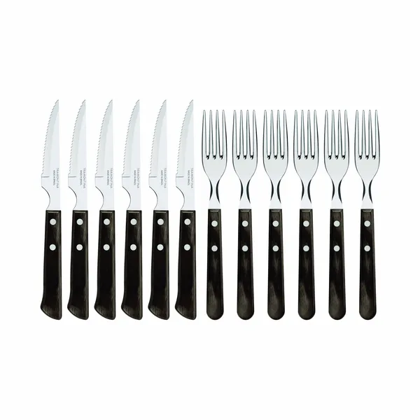 Churrasco Biffbestick 12 delar, Brun-blank