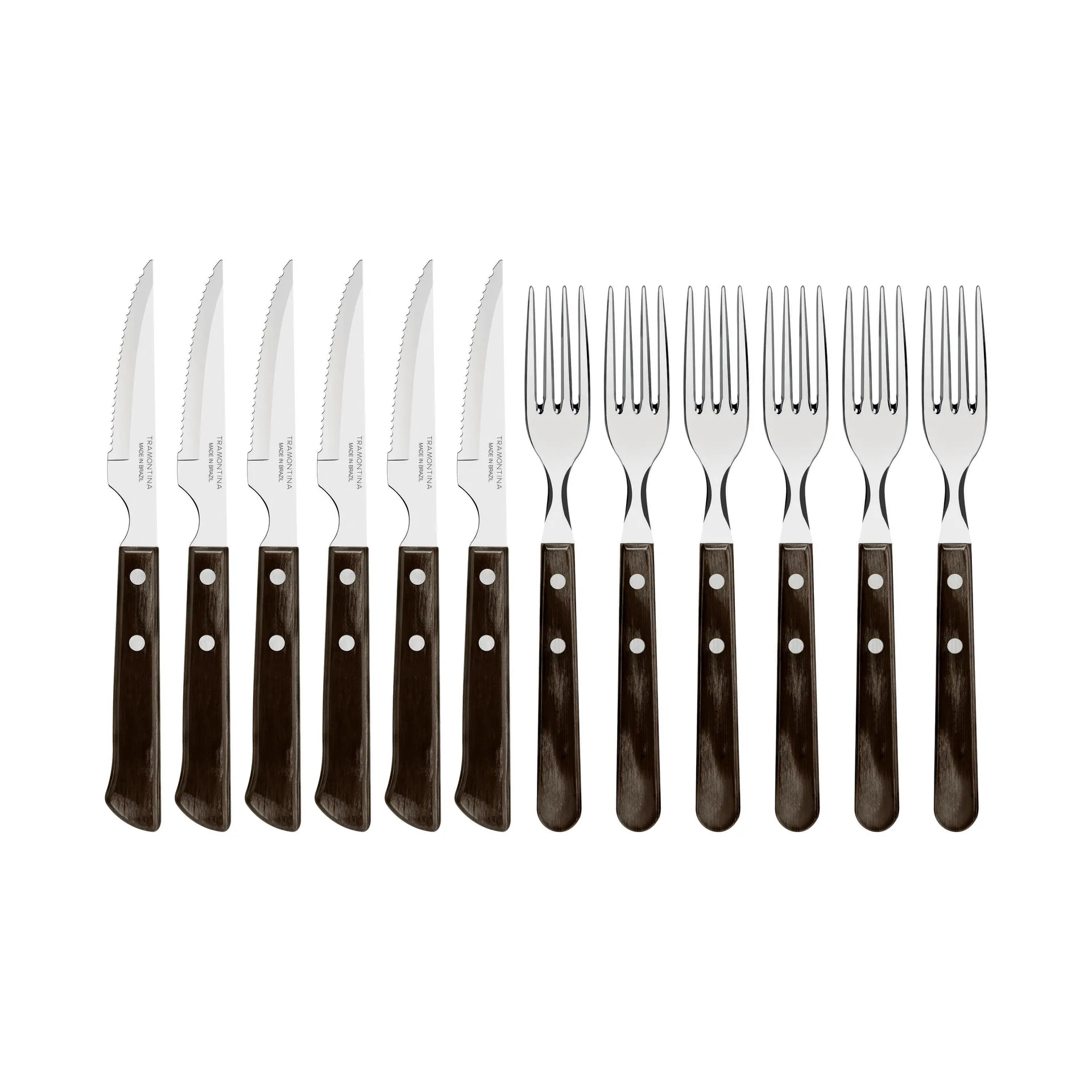 Tramontina Churrasco Biffbestik 12 dele Brun-blank