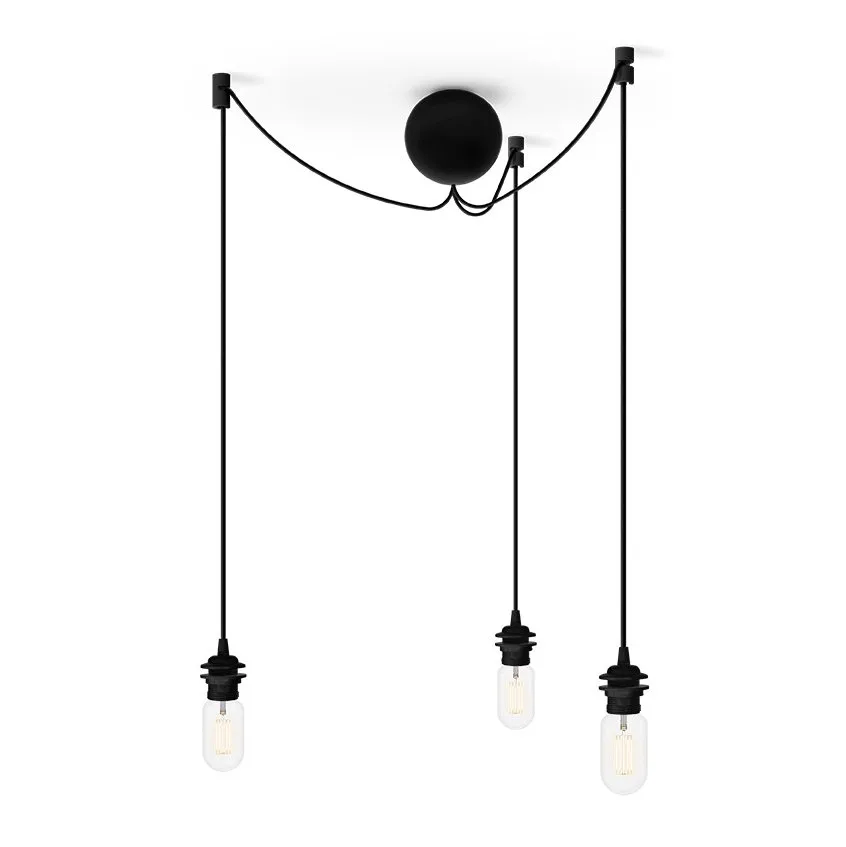 Umage Rosace de plafond avec trois cordons Cannonball Noir