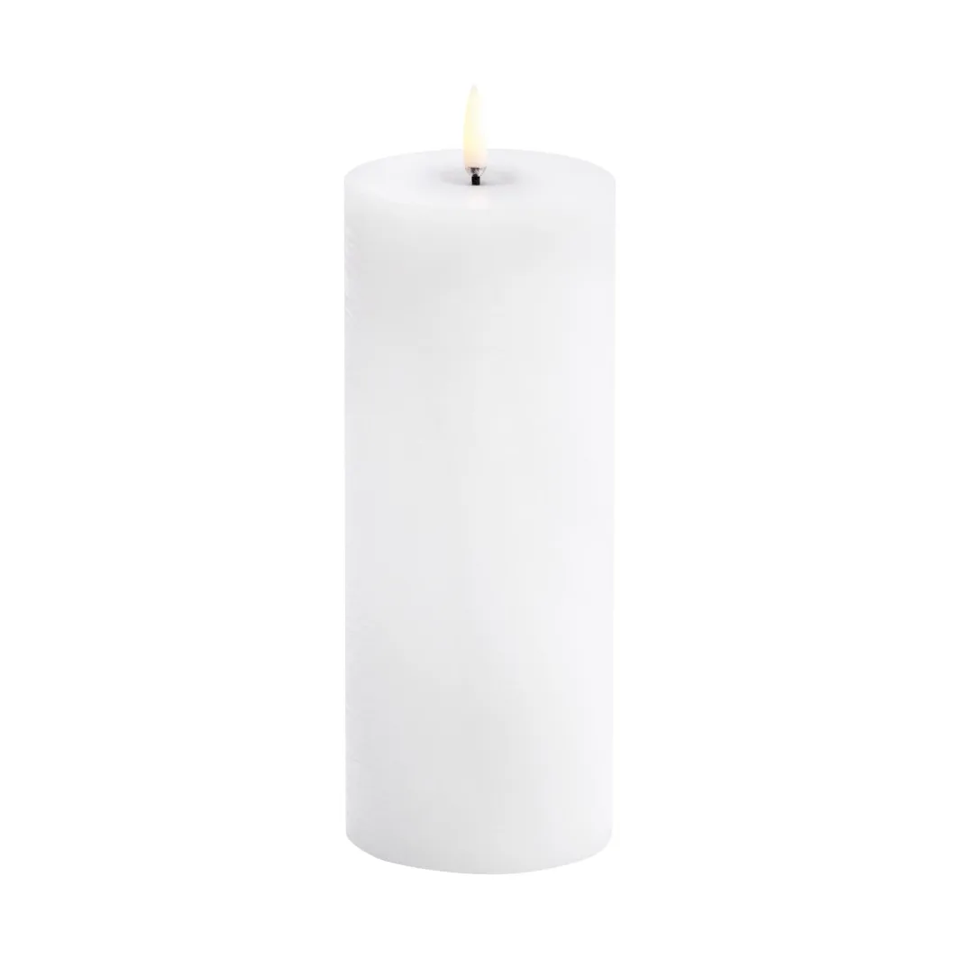 Uyuni Lighting Bougie LED en bloc Uyuni Melted Blanc rustique, Ø7,8x20 cm