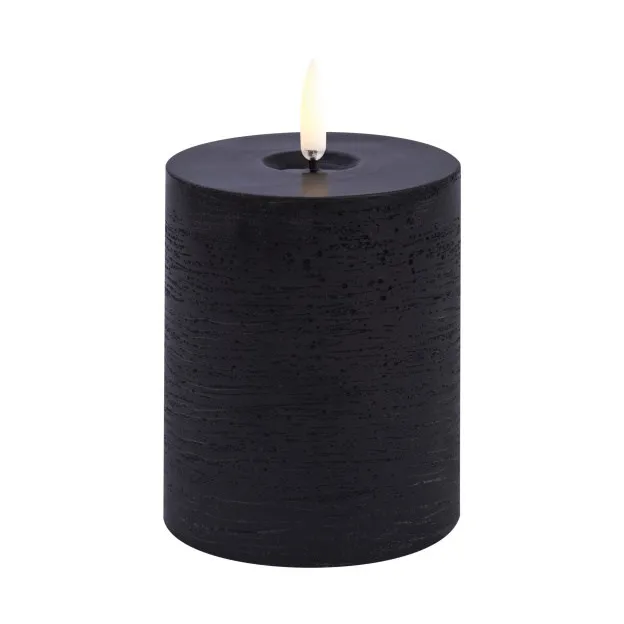 Uyuni Lighting Bougie LED en bloc Uyuni Melted Noir rustique, Ø7,8x10 cm