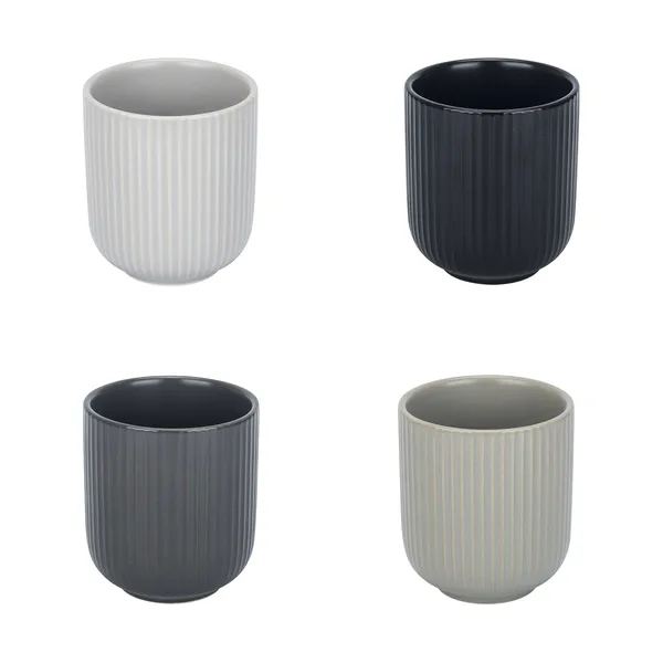 Duga mugg 20 cl 4-pack, Vit, sandgrå, antracit