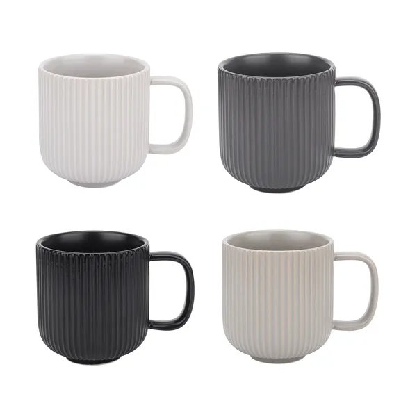 Duga XL mugg 35 cl 4-pack, Vit, sandgrå, antracit