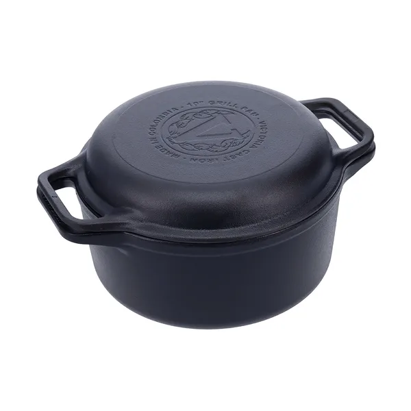 Gryta och grillpanna gjutjärn pre-seasoned, 2 delar