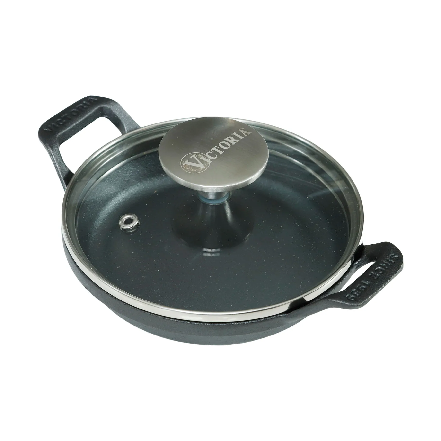 Victoria Mini rund gryde med glaslåg støbejern enameled Ø14 cm
