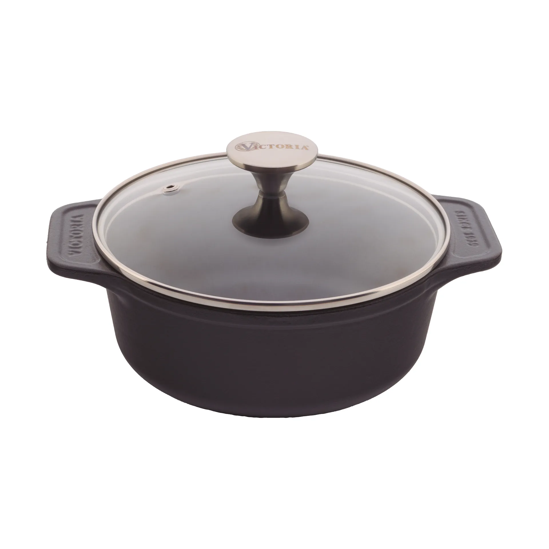 Victoria Victoria gryde støbejern glaslåg pre-seasoned 1,9 L