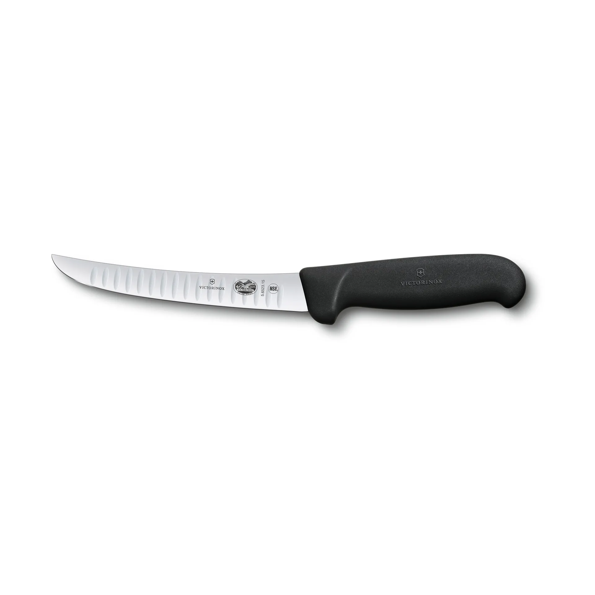 Udbener, 15 cm, Victorinox Fibrox, sort, med luftskær, med svaj