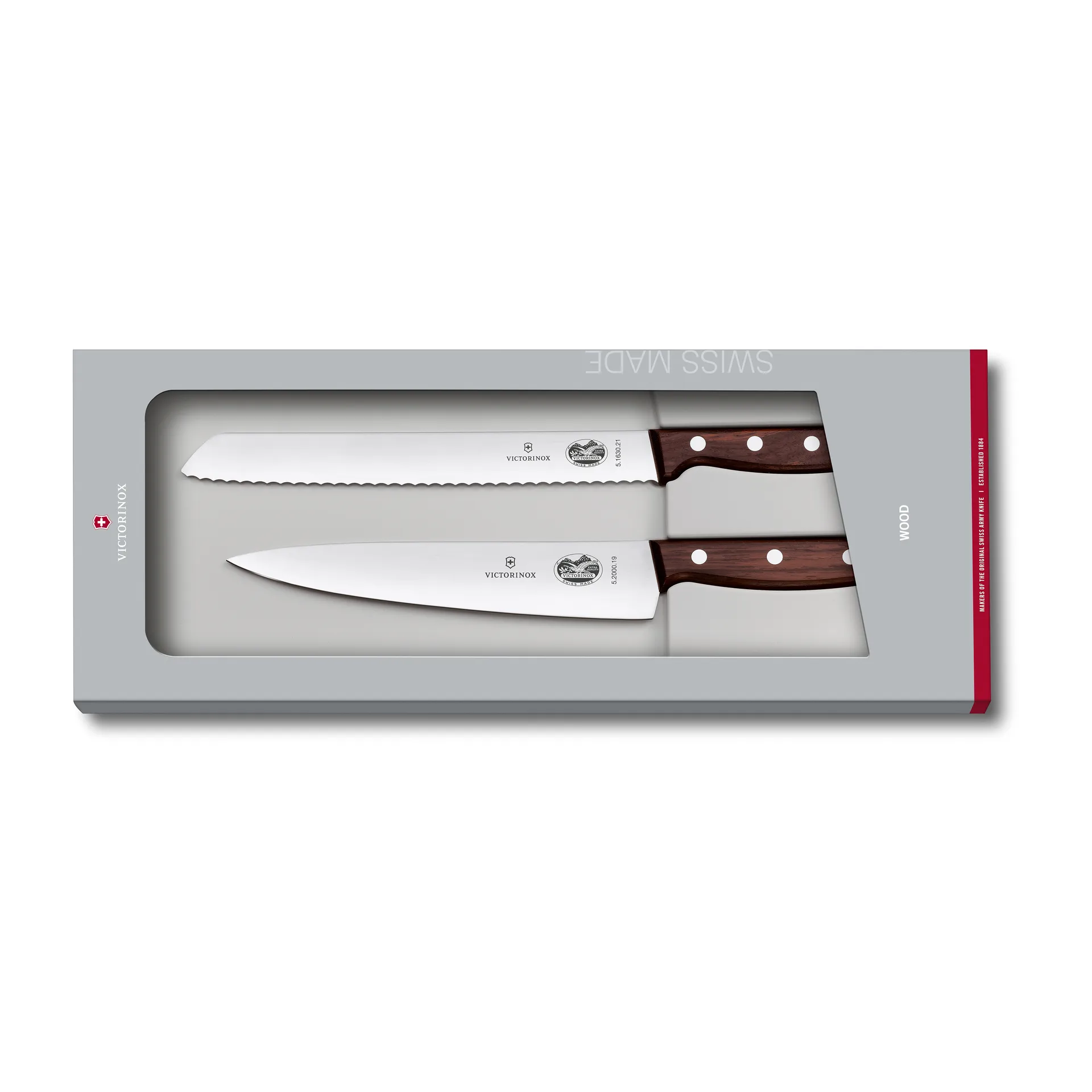 Victorinox Wood knivset br&ouml;dkniv & kockkniv Rostfritt st&aring;l-l&ouml;nn