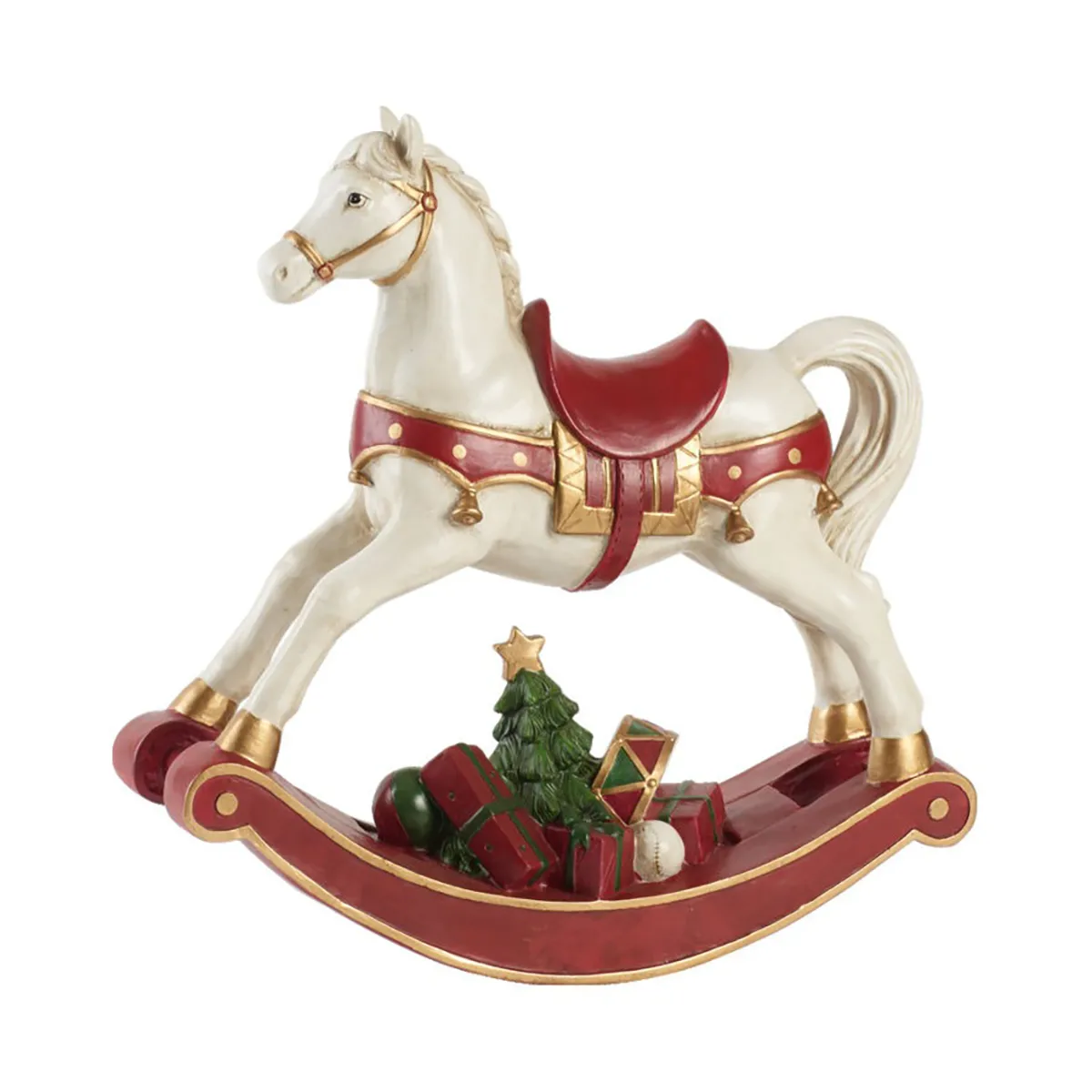 Villeroy & Boch Décoration cheval à bascule Winter Collage Blanc-rouge