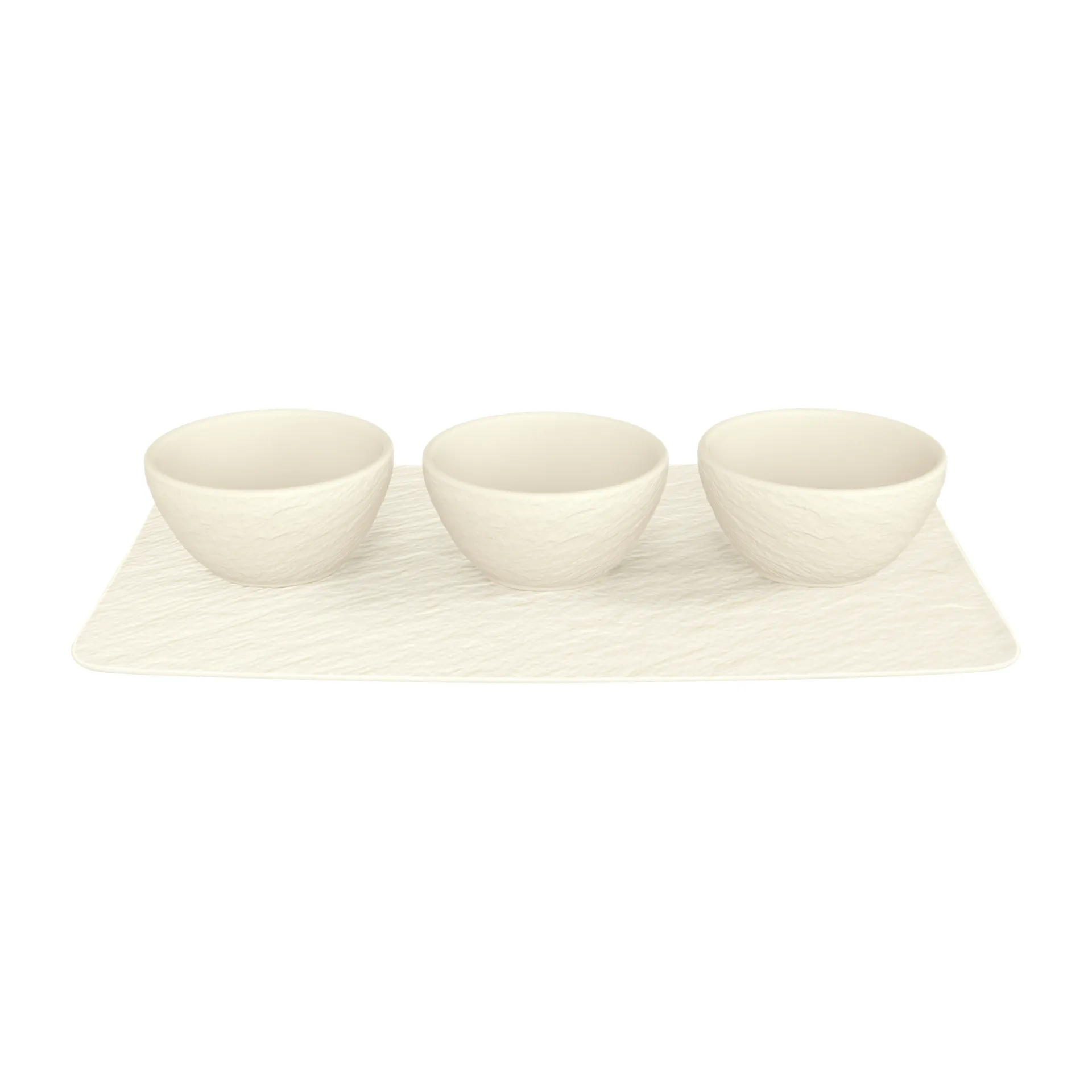 Villeroy & Boch Manufacture Rock dippsk&aring;l 3 st med bricka Blanc