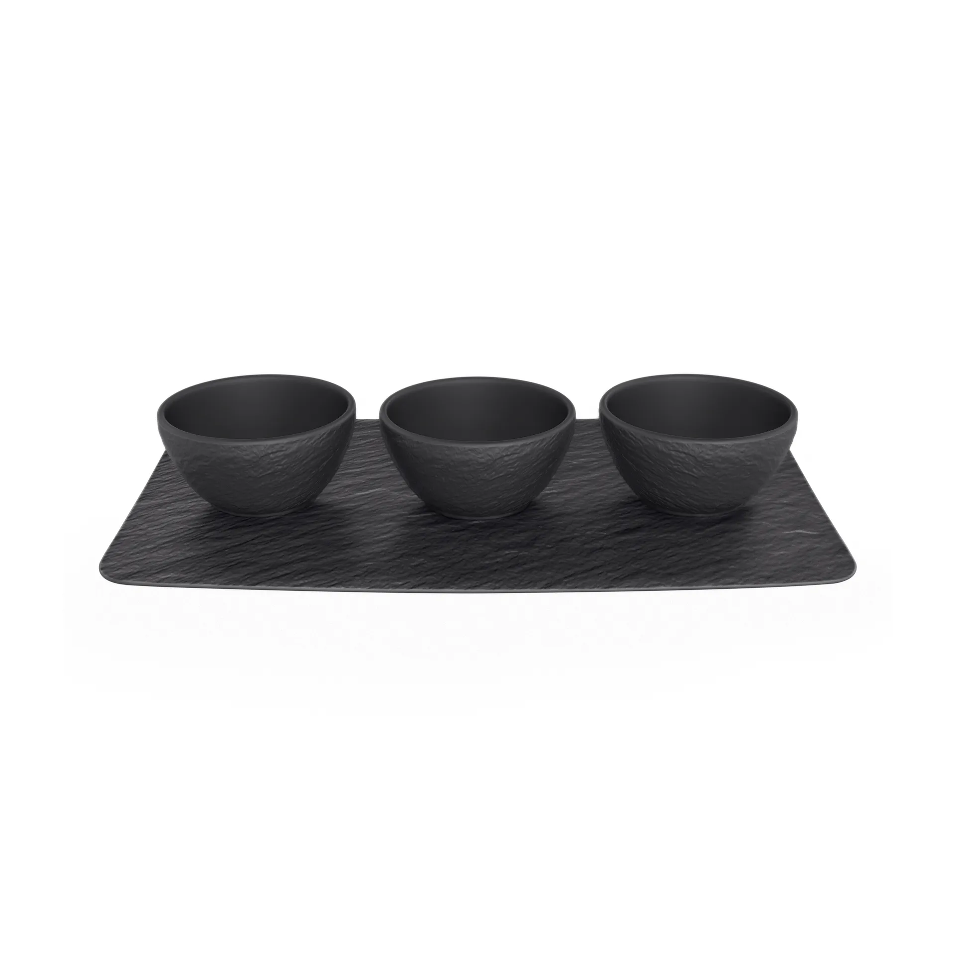 Villeroy & Boch Manufacture Rock dippsk&aring;l 3 st med bricka Svart