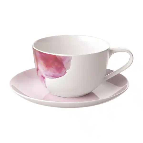 Rose Garden kopp med fat, Rosa