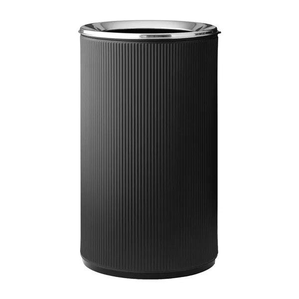 Vipp19 papperskorg med kant 60 l, Black-stainless steel