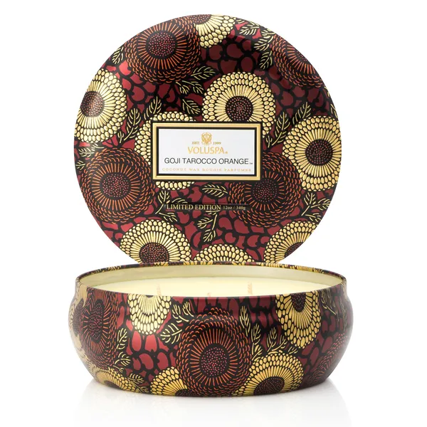 3-wick in a tin ljus 40 timmar, Goji & Tarocco