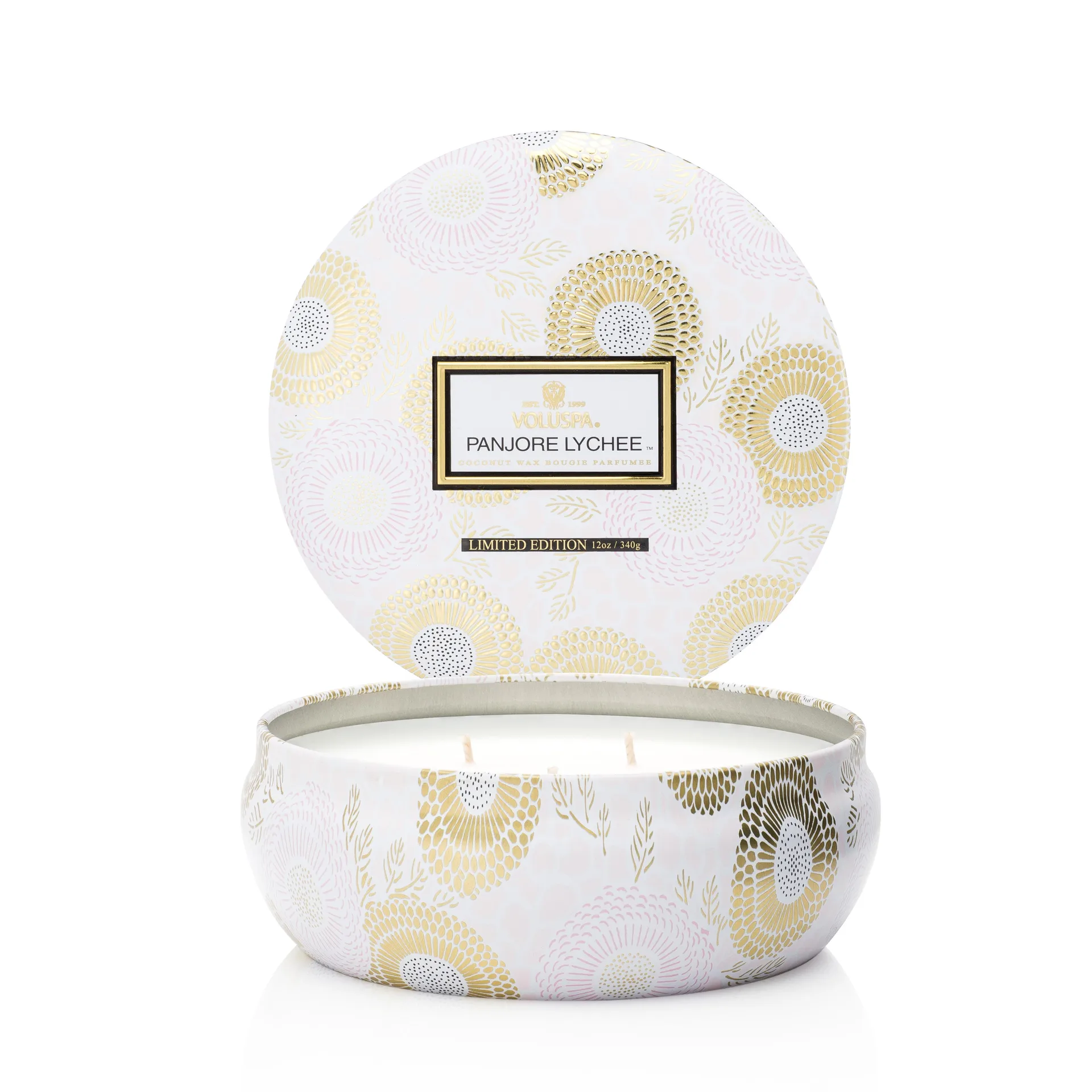 Voluspa Bougie 3-wick in a tin 60 heures Panjore Lychee