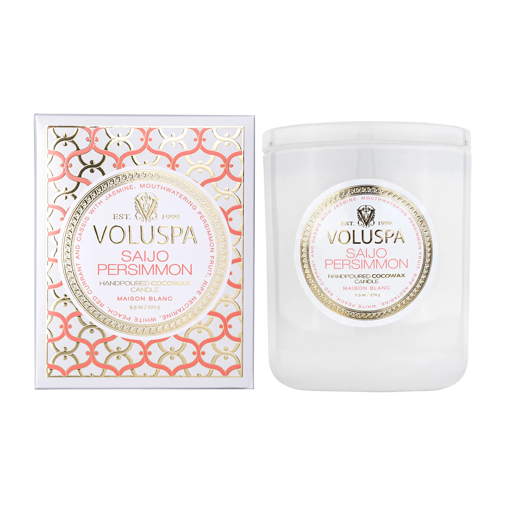 Voluspa Classic Maison Blanc duftlys 60 timer Saijo Persimmon