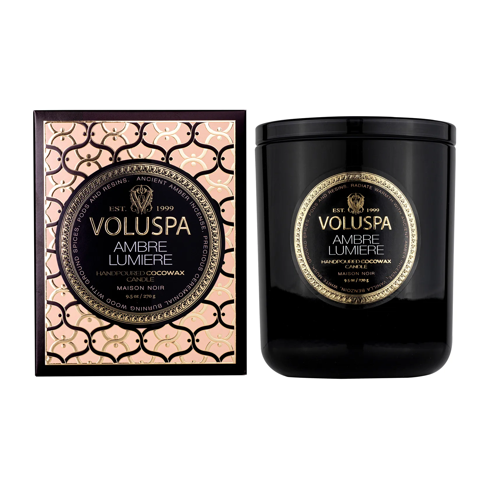 Voluspa Classic Maison Noir duftlys 60 timer Ambre Lumiere