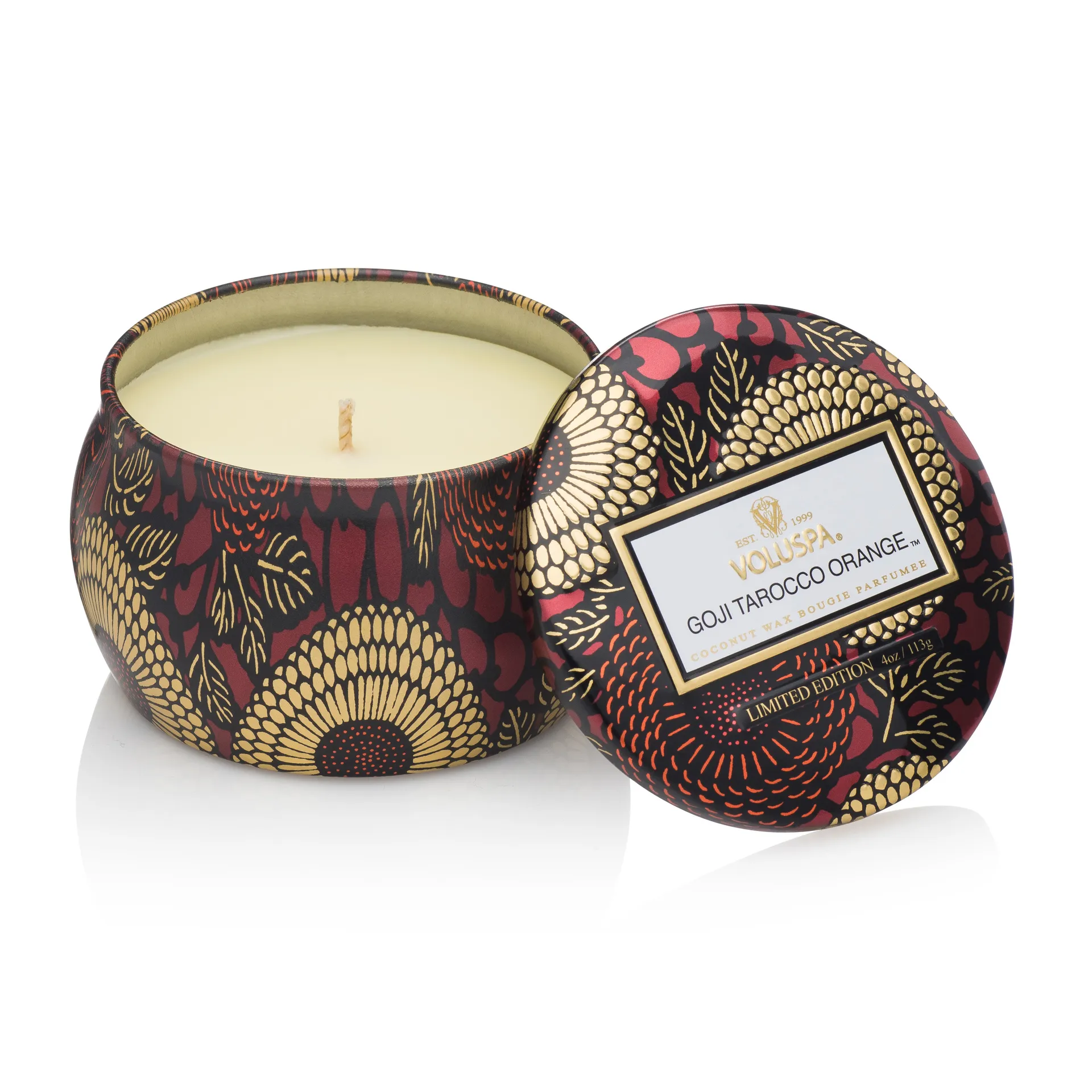 Voluspa Decorative tin duftlys 25 timer Goji & Tarocco Orange