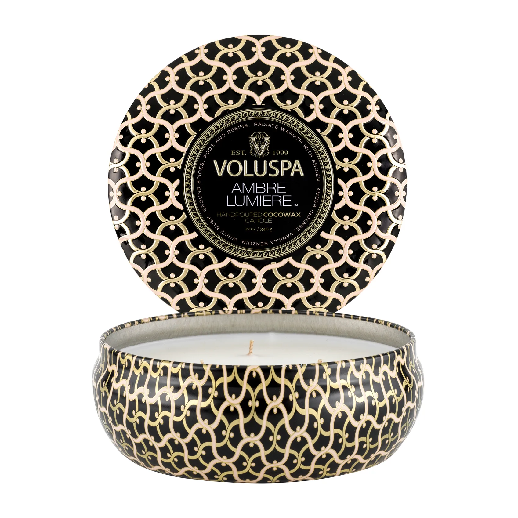 Voluspa Maison Blanc 3-wick Tin duftlys 40 timer Ambre Lumiere