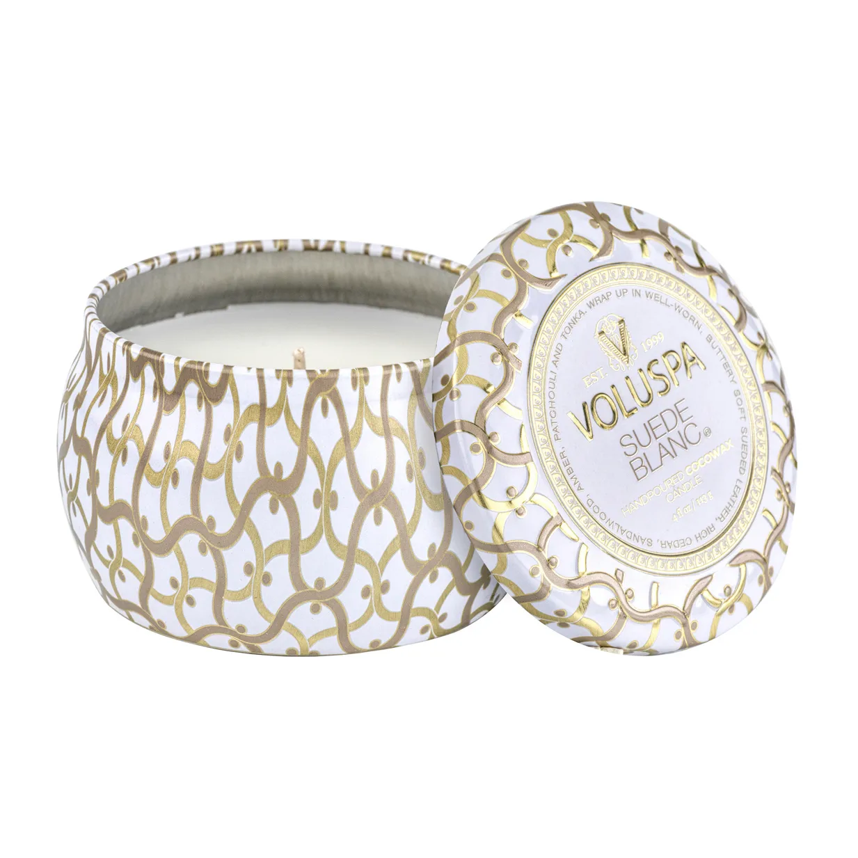 Voluspa Maison Blanc Mini Tin duftlys 25 timer Suede Blanc