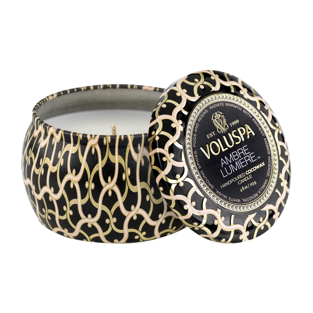 Voluspa Maison Noir Mini Tin duftlys timer Ambre Lumiere