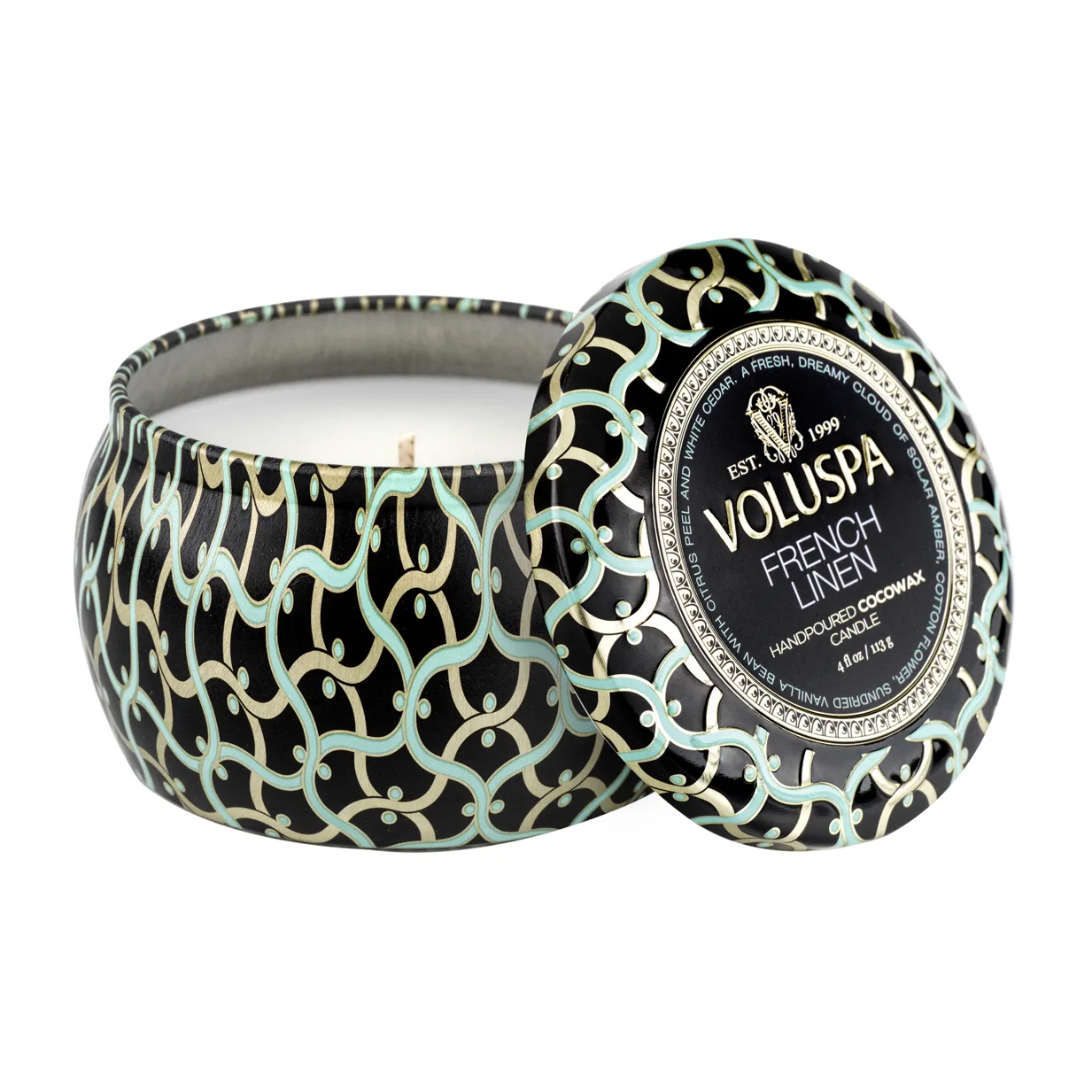 Voluspa Maison Noir Mini Tin duftlys timer French Linen