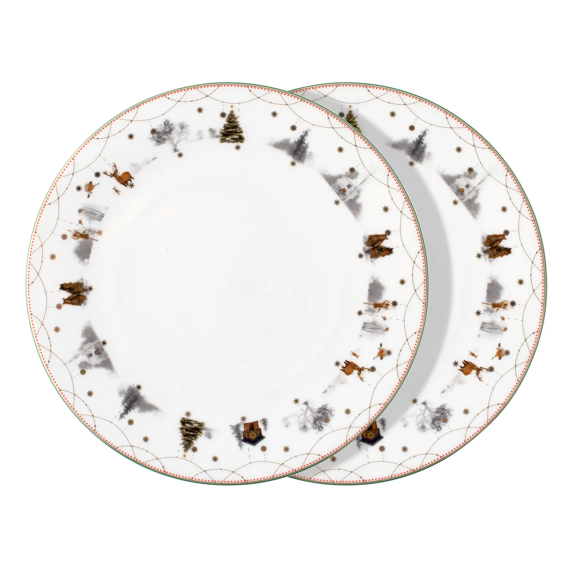 Wik & Walsøe Julemorgen Story tallerken 25 cm 2-pak Hvid/Multi
