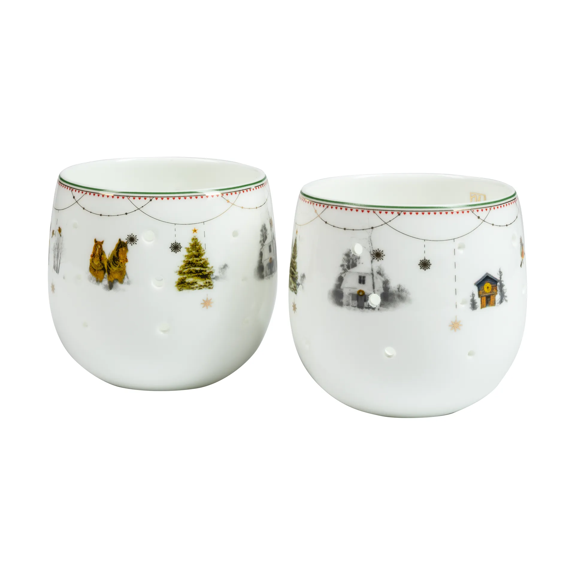 Wik & Walsøe Photophores Julemorgen Story 2 pièces Blanc