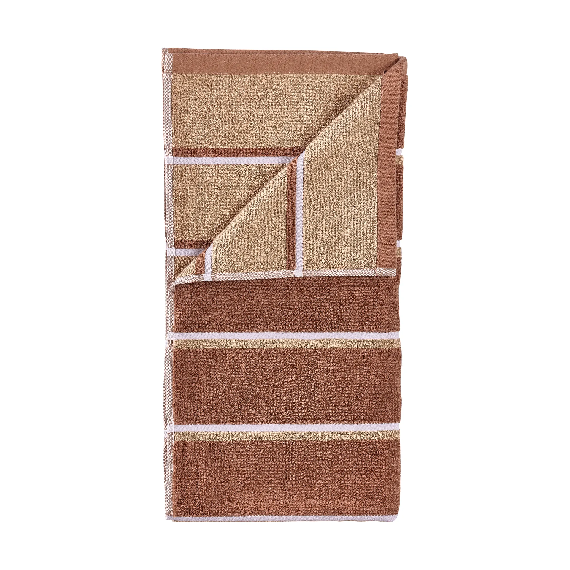 Håndklæde - 100% bomuld - 50x100 cm - Zone Denmark Sauna - Stribet Terracotta