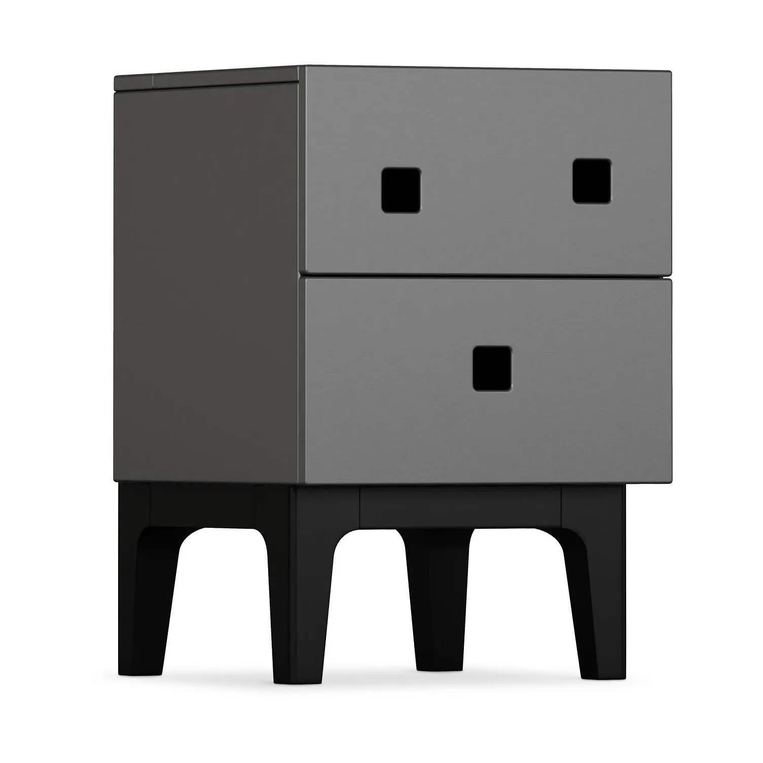 Zweed Peep S1 nachtkastje slate grey, zwarte lak